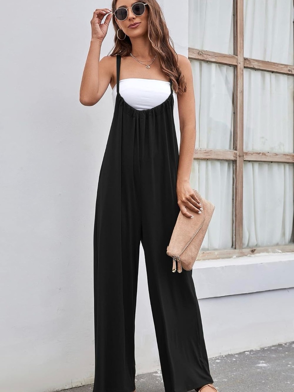 Black Wide-Leg Strappy Jumpsuit - Casual Chic